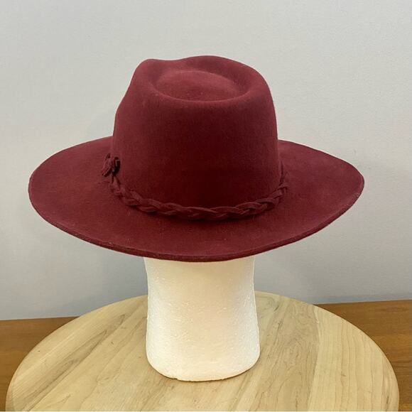 Borsalino Vintage Woven Brushed Red Felt Hat Calidad Superior Fedora Mens Sz 56 - Picture 3 of 9